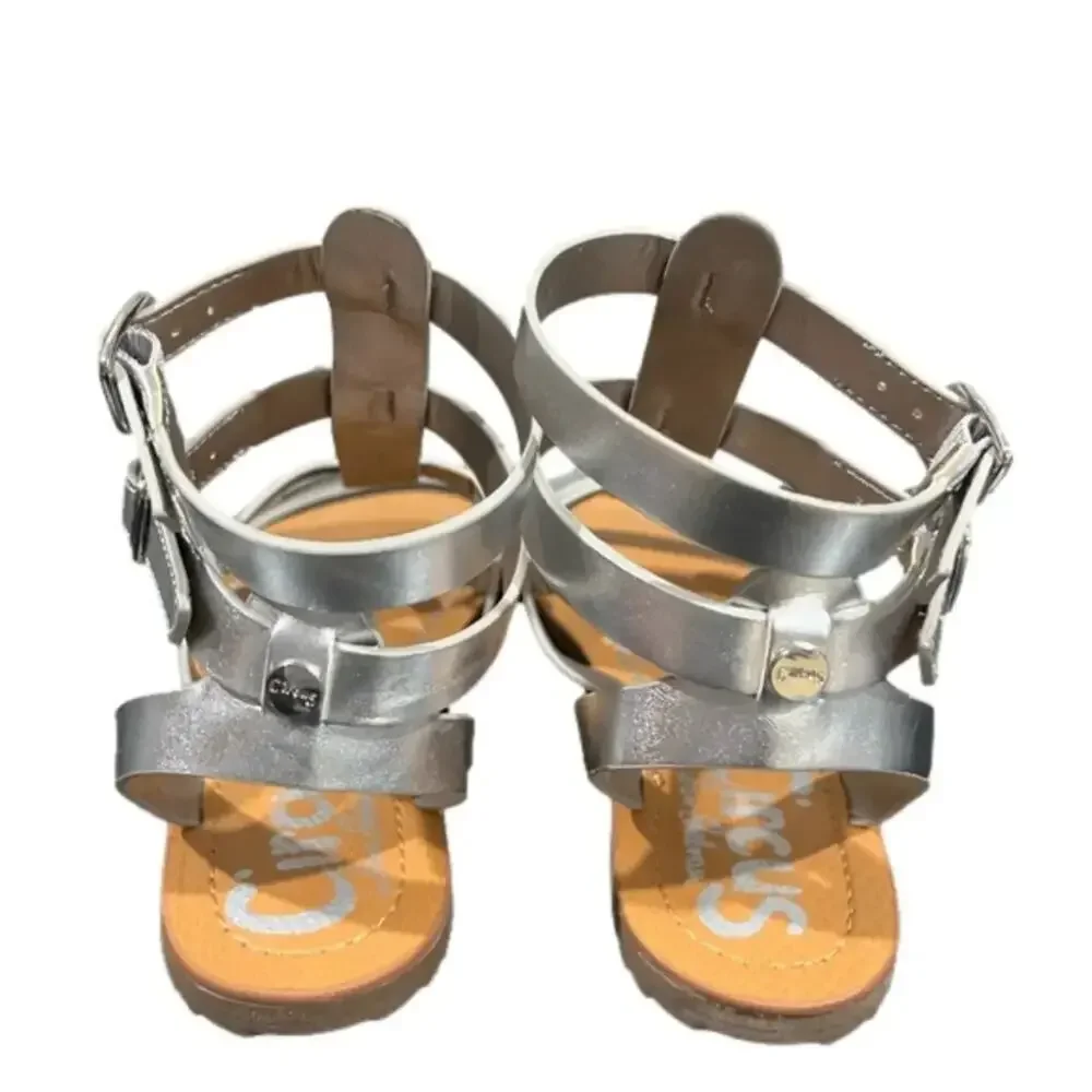Sam Edelman Selma Gladiator Strappy Silver Sandals Size 6.5 NIB